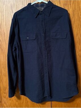 Vintage Faded Glory Dark Navy Long Sleeve Button-Down Shirt